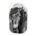Monochrome Horse Print Mesh Laundry Hamper