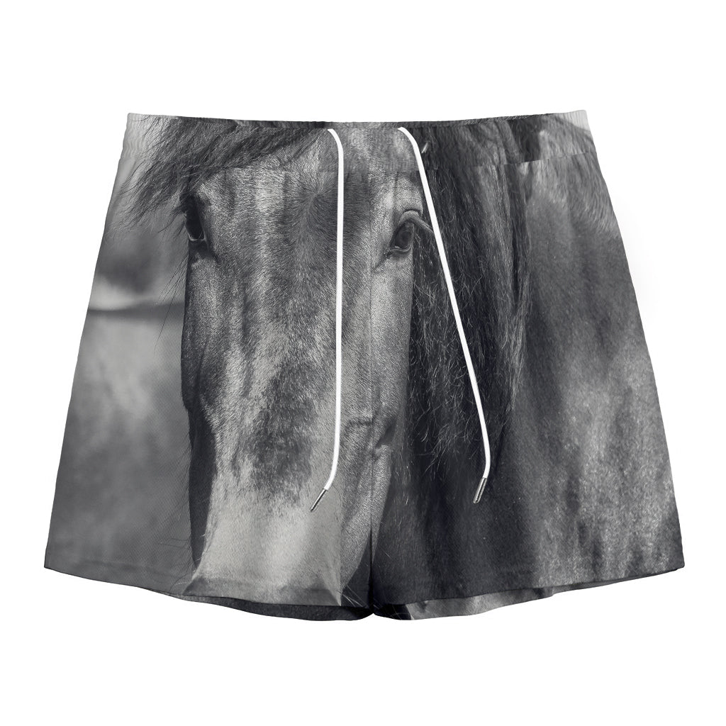 Monochrome Horse Print Mesh Shorts