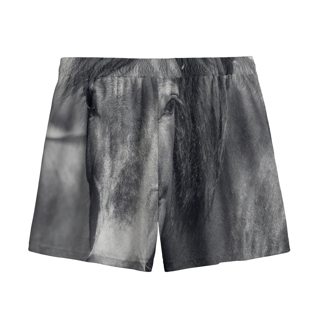 Monochrome Horse Print Mesh Shorts