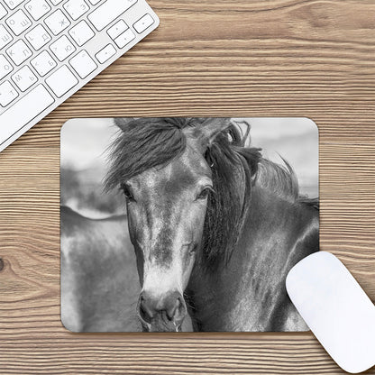 Monochrome Horse Print Mouse Pad