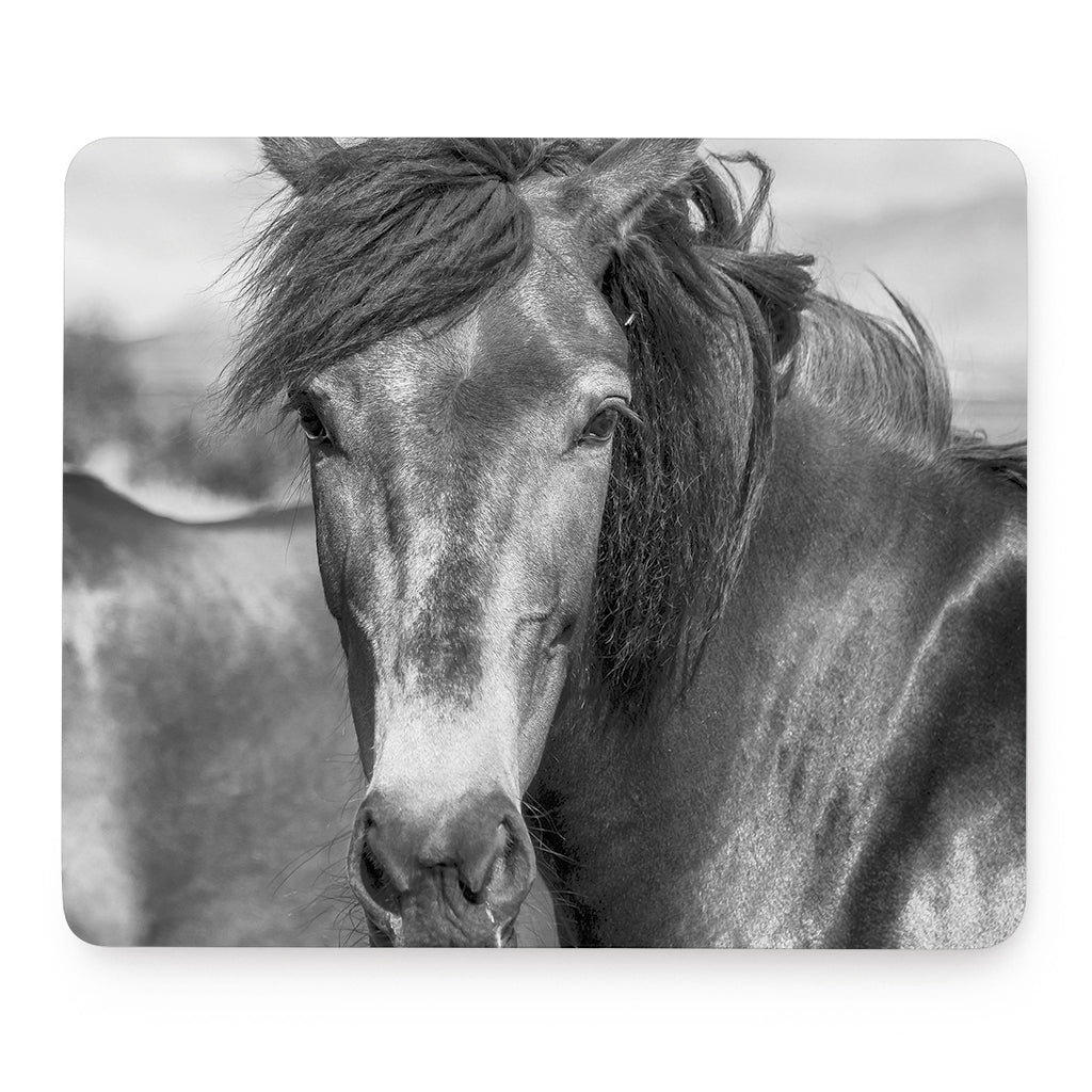 Monochrome Horse Print Mouse Pad