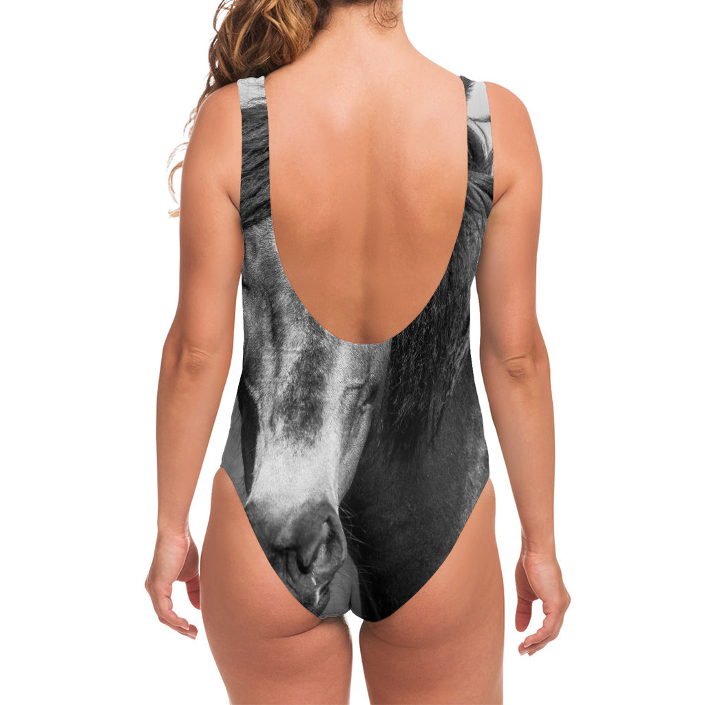 Monochrome Horse Print One Piece Swimsuit