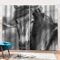 Monochrome Horse Print Pencil Pleat Curtains