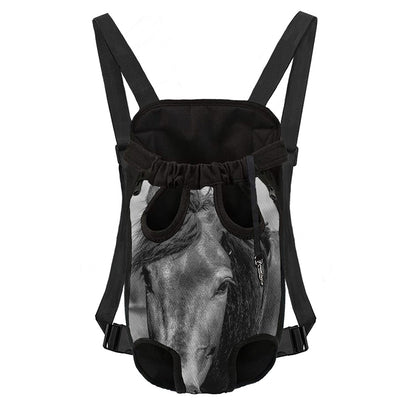 Monochrome Horse Print Pet Carrier Backpack
