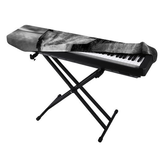 Monochrome Horse Print Piano Keyboard Cover