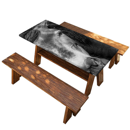 Monochrome Horse Print Picnic Table Cover