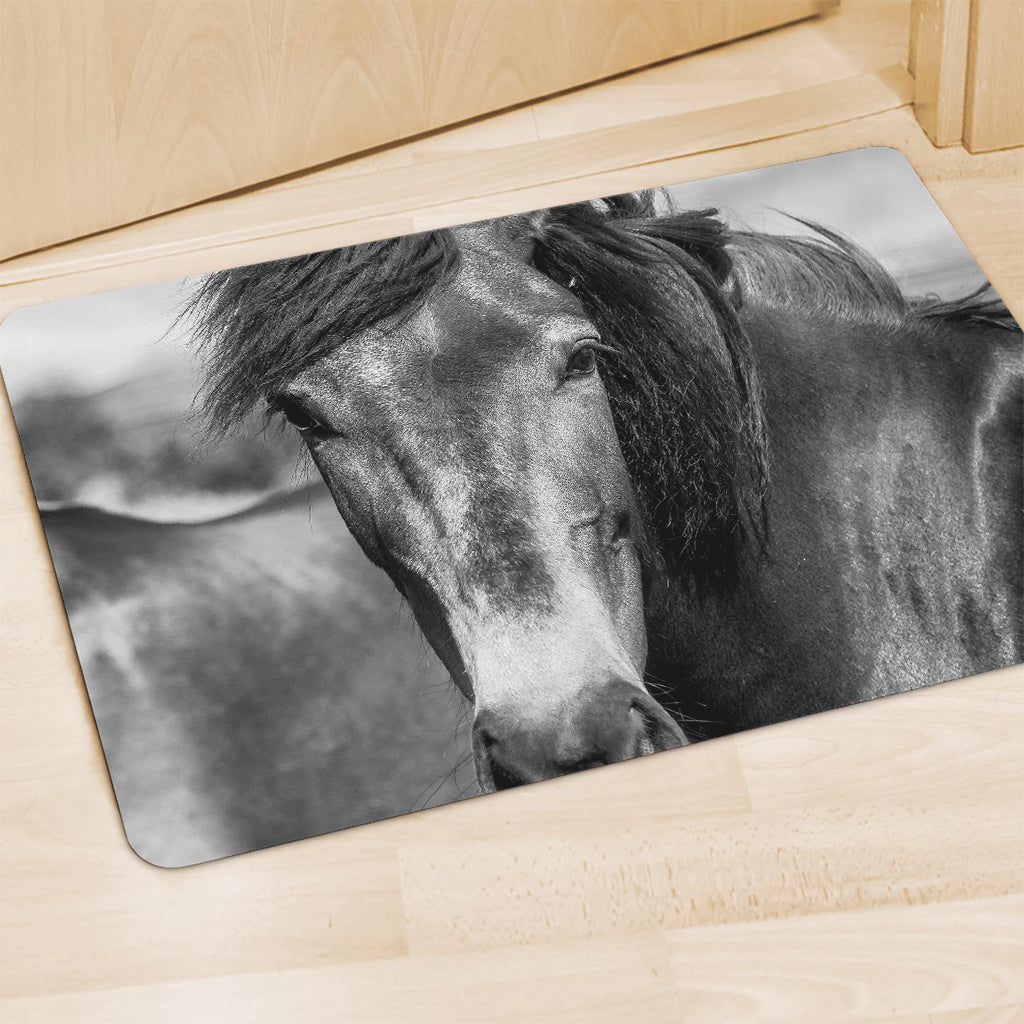 Monochrome Horse Print Polyester Doormat