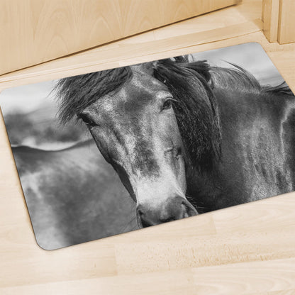 Monochrome Horse Print Polyester Doormat