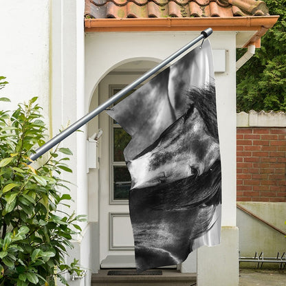 Monochrome Horse Print Polyester Flag