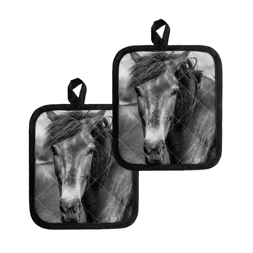 Monochrome Horse Print Pot Holders