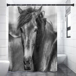 Monochrome Horse Print Premium Shower Curtain