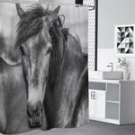 Monochrome Horse Print Premium Shower Curtain