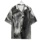 Monochrome Horse Print Rayon Hawaiian Shirt