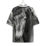 Monochrome Horse Print Rayon Hawaiian Shirt