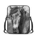 Monochrome Horse Print Rectangular Crossbody Bag
