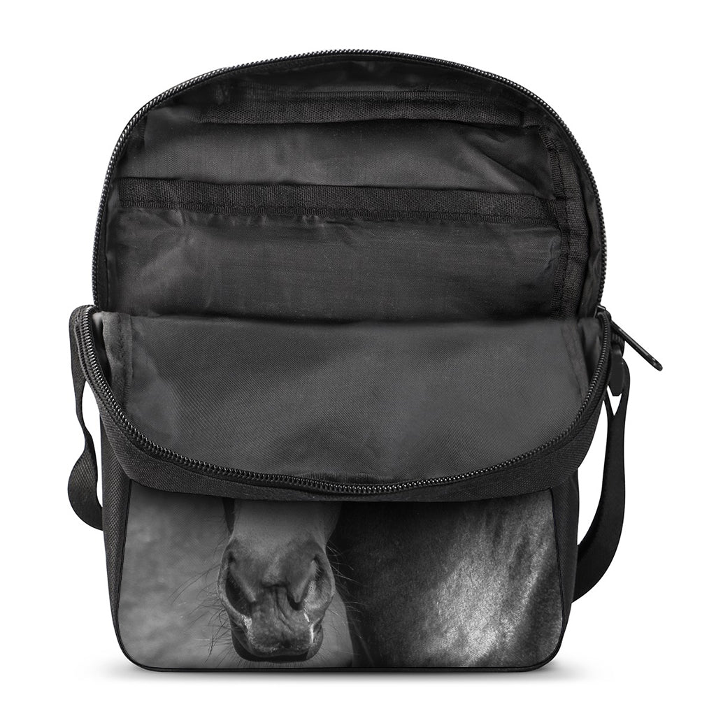 Monochrome Horse Print Rectangular Crossbody Bag