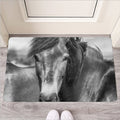 Monochrome Horse Print Rubber Doormat