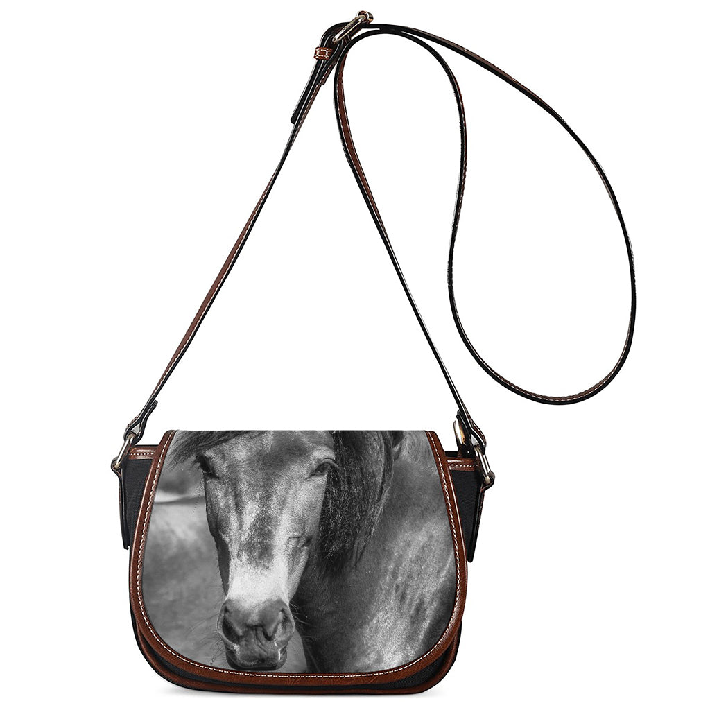 Monochrome Horse Print Saddle Bag