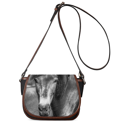 Monochrome Horse Print Saddle Bag
