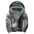 Monochrome Horse Print Sherpa Lined Zip Up Hoodie