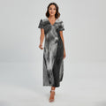 Monochrome Horse Print Short Sleeve Maxi Dress