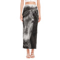 Monochrome Horse Print Side Slit Maxi Skirt