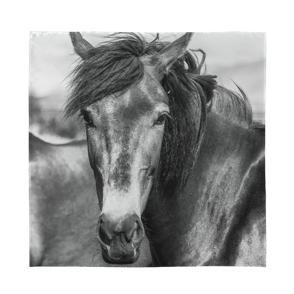 Monochrome Horse Print Silk Bandana