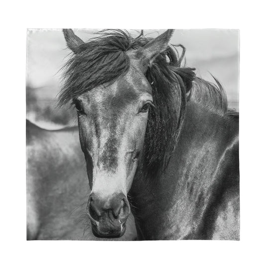 Monochrome Horse Print Silk Bandana