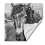 Monochrome Horse Print Silk Bandana
