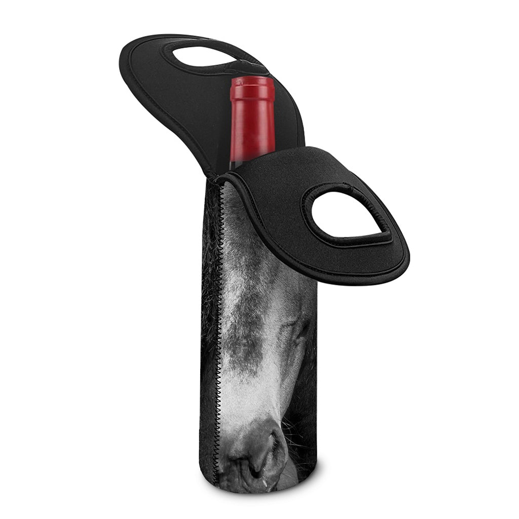 Monochrome Horse Print Single Neoprene Wine Tote