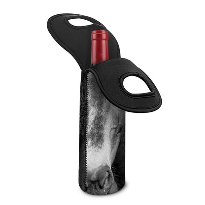 Monochrome Horse Print Single Neoprene Wine Tote