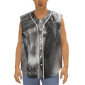 Monochrome Horse Print Sleeveless Baseball Jersey