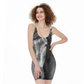 Monochrome Horse Print Sleeveless Bodycon Dress