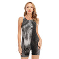 Monochrome Horse Print Sleeveless One Piece Swimsuit