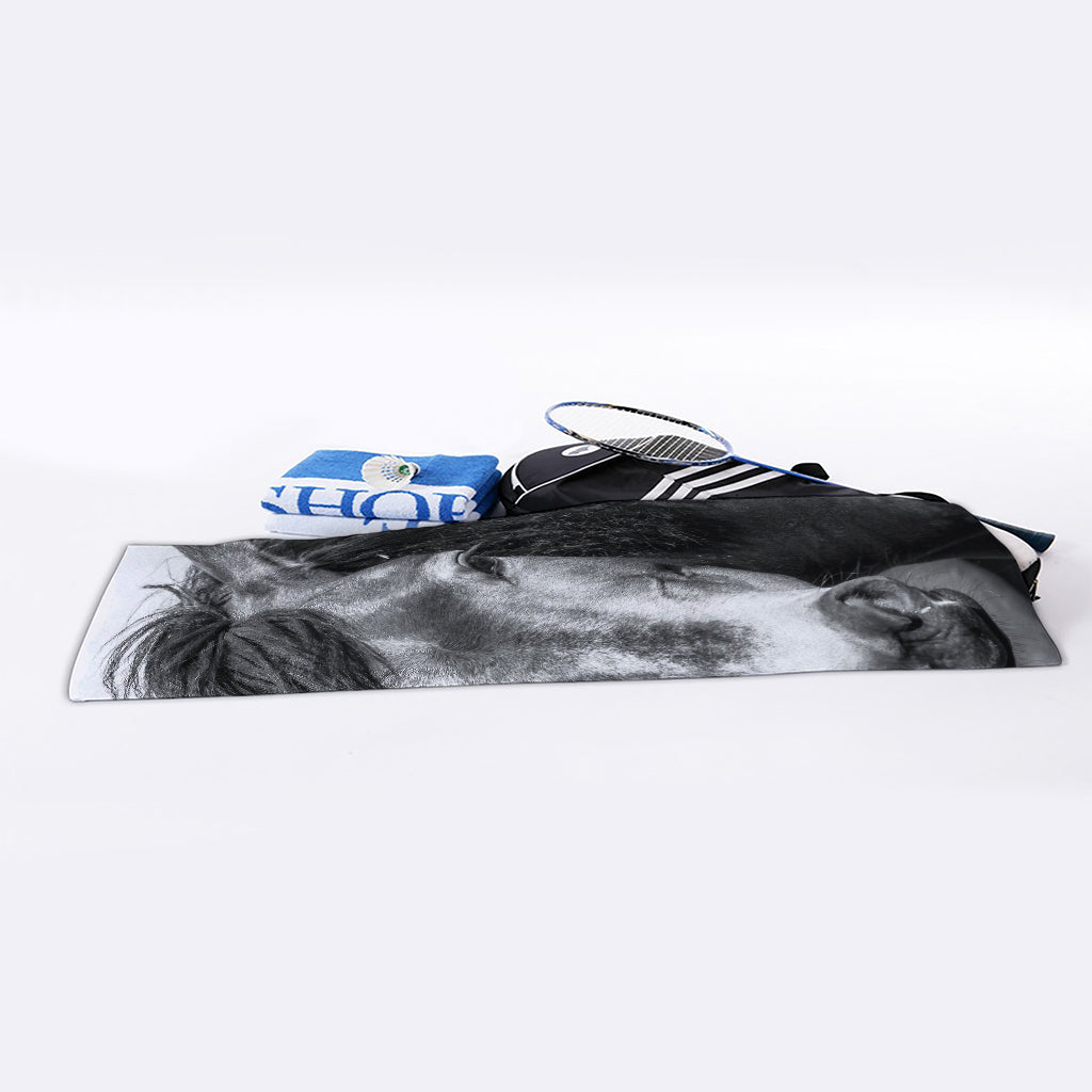 Monochrome Horse Print Sports Towel