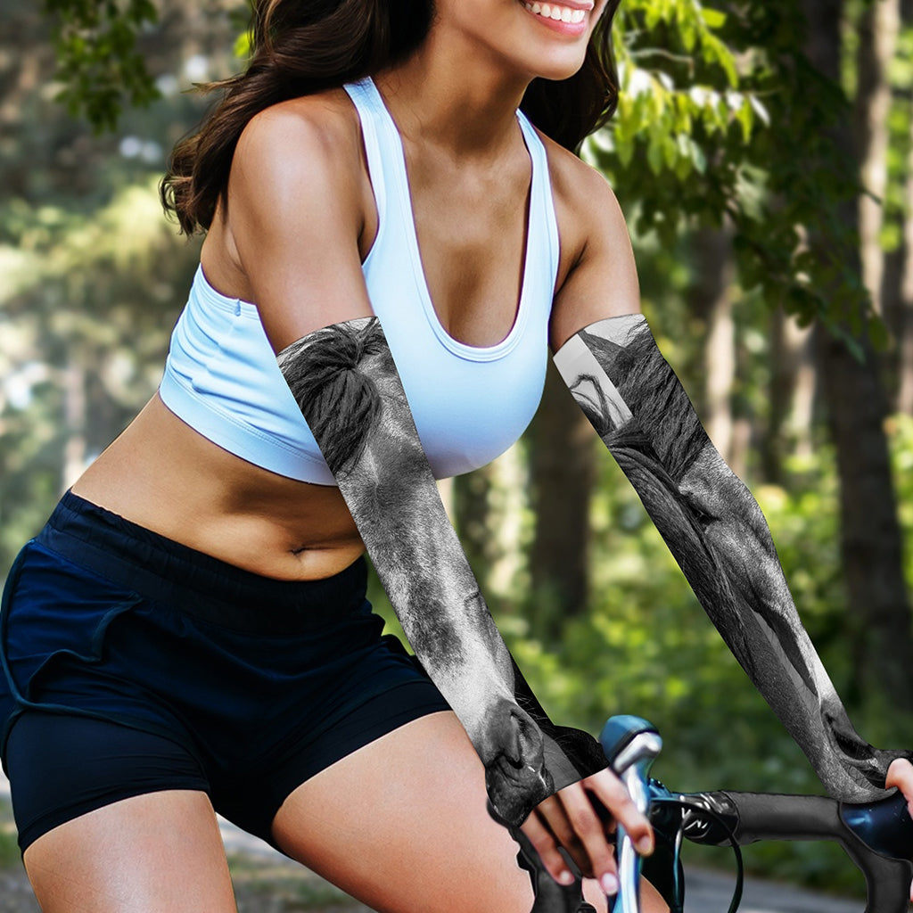 Monochrome Horse Print Sun Protection Arm Sleeves