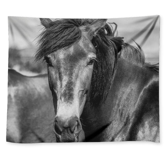 Monochrome Horse Print Tapestry