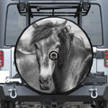 Monochrome Horse Print Tire Cover With Camera Hole