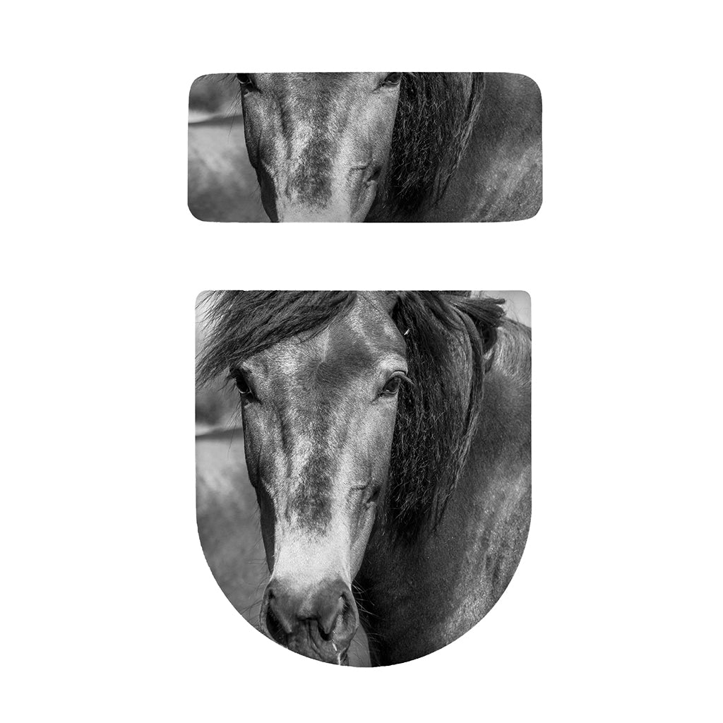 Monochrome Horse Print Toilet Lid And Tank Cover Set