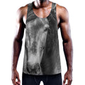 Monochrome Horse Print Men's Workout Tank Top