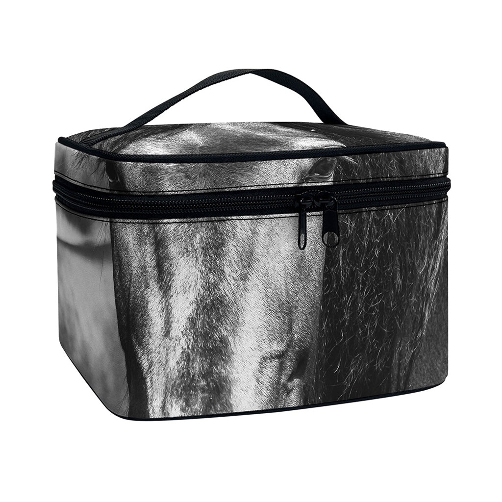 Monochrome Horse Print Travel Makeup Bag