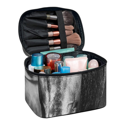Monochrome Horse Print Travel Makeup Bag