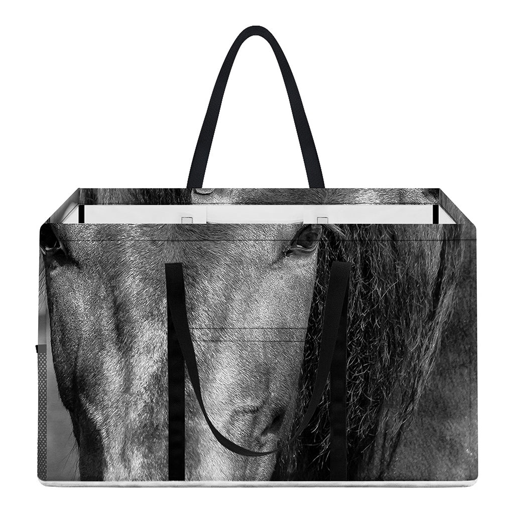 Monochrome Horse Print Utility Tote Bag