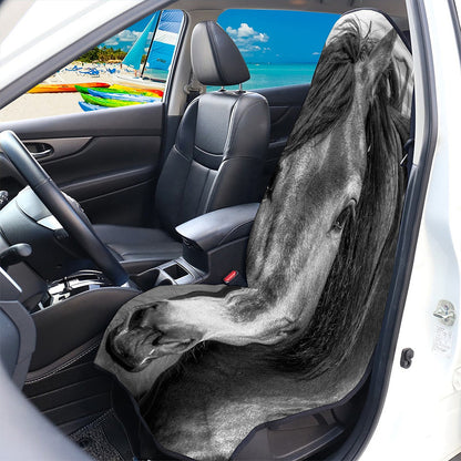 Monochrome Horse Print Waterproof Car Seat Cover