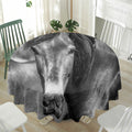 Monochrome Horse Print Waterproof Round Tablecloth