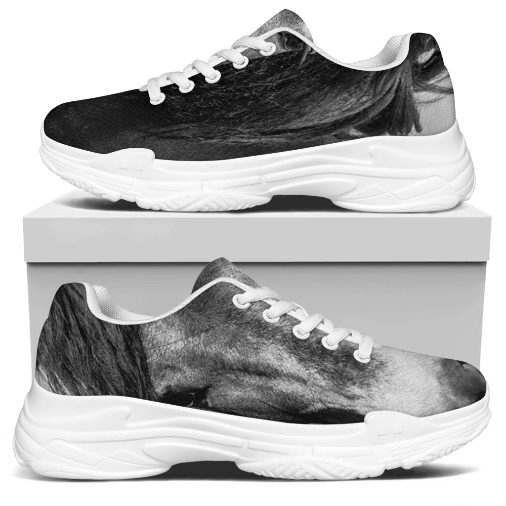 Monochrome Horse Print White Chunky Shoes