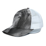 Monochrome Horse Print White Mesh Trucker Cap