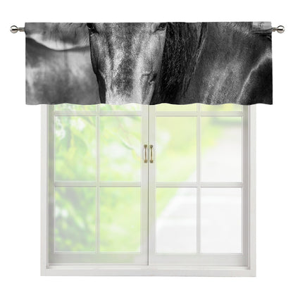 Monochrome Horse Print Window Valance