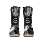 Monochrome Horse Print Winter Boots