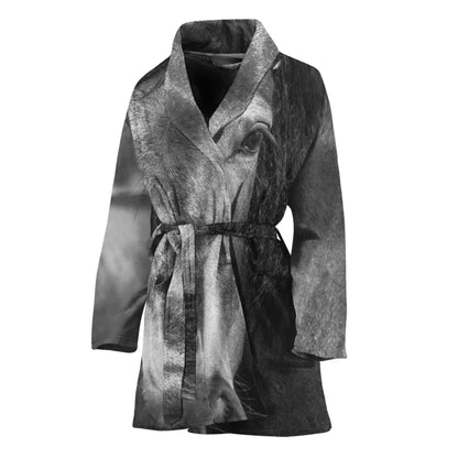 Monochrome Horse Print Women's Bathrobe